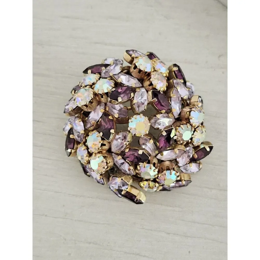 Vintage MCM Schoffel & Co., Austria Signed Purple Dome Brooch